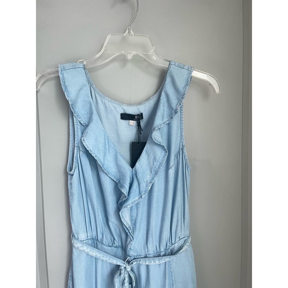 NWT KUT From The Kloth Dress Blue Chambray Ruffle Sleeveless Belt Casual Small - Picture 6 of 13